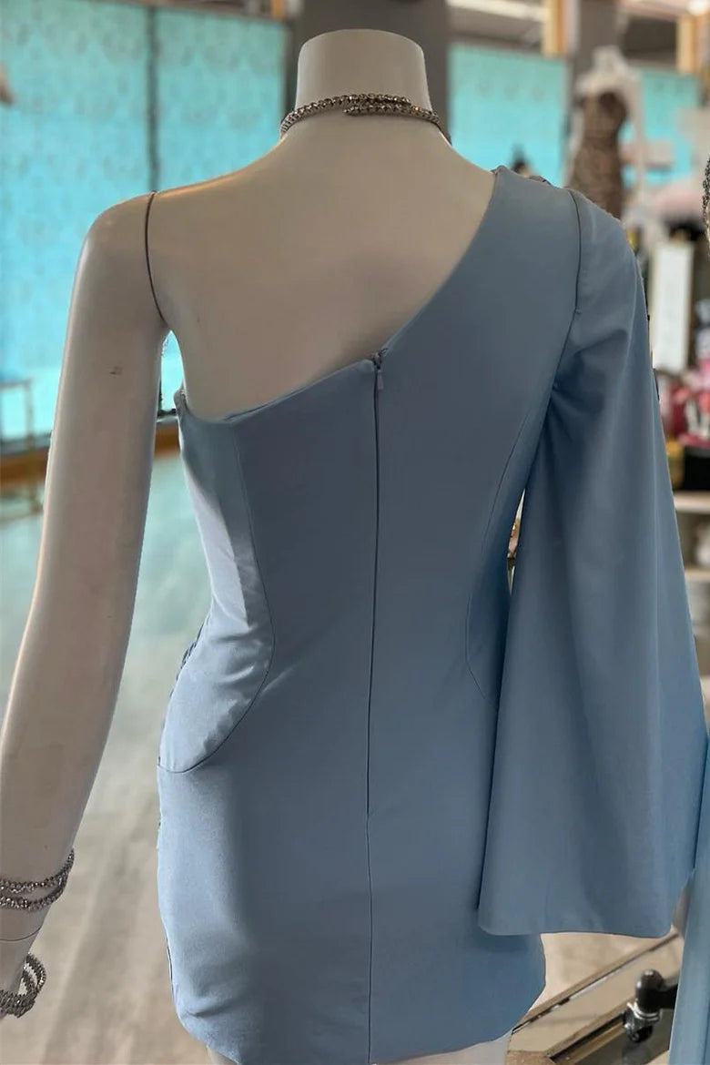 Vestido corto de fiesta de una sola manga para regreso a casa